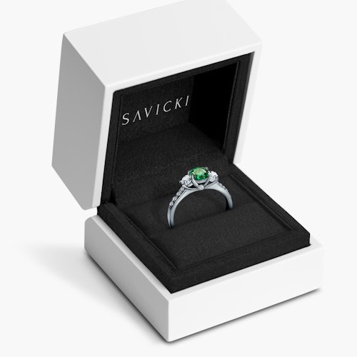 Pierścionek zaręczynowy Dream: białe złoto, szmaragd